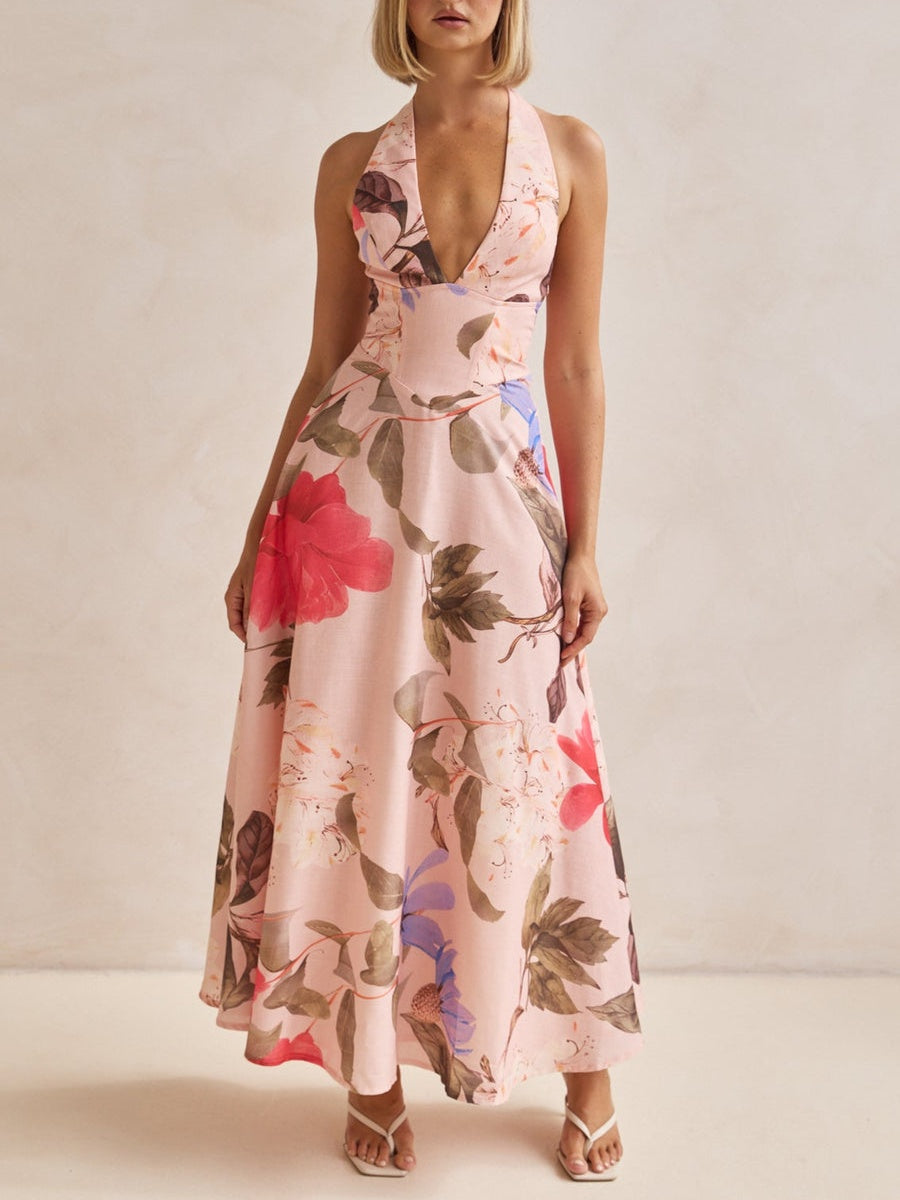 Vestido largo Plunging V-neckline