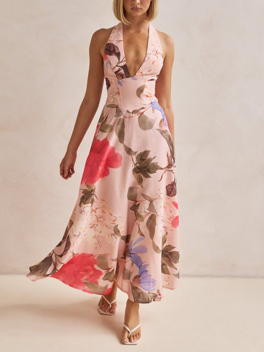 Vestido largo Plunging V-neckline