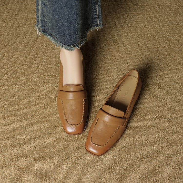 Mocasines de piel Elsie Square-toe