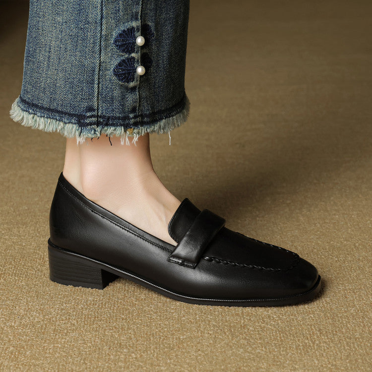 Mocasines de piel Elsie Square-toe