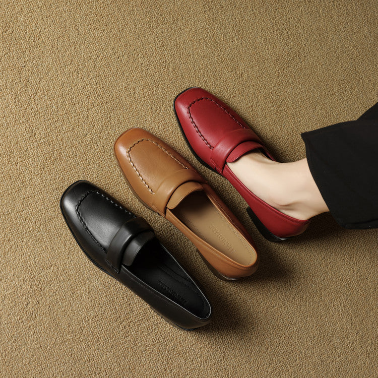 Mocasines de piel Elsie Square-toe