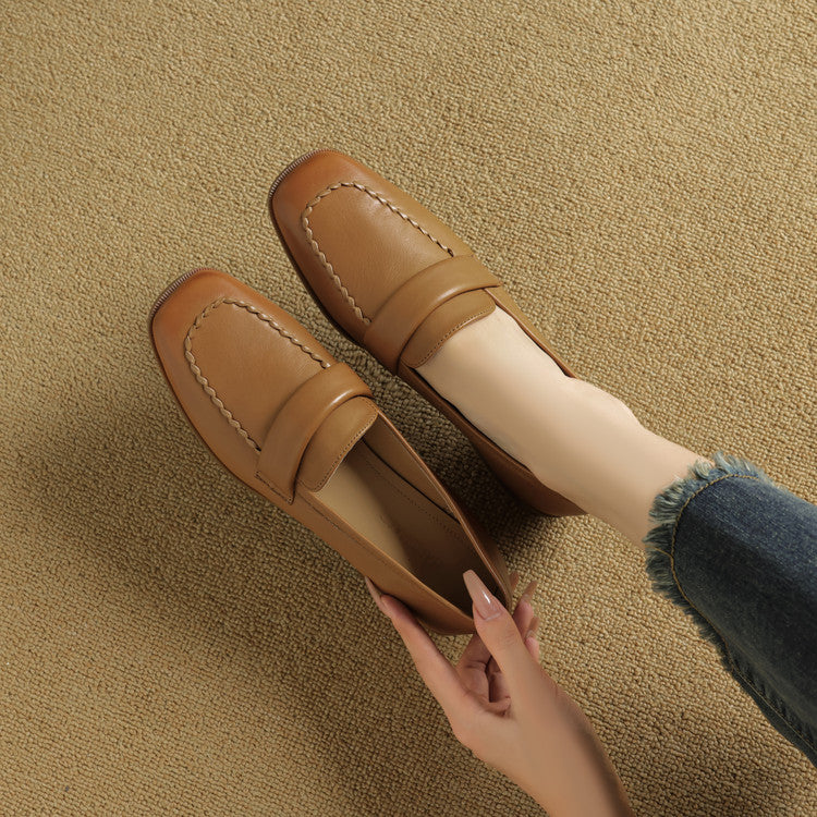 Mocasines de piel Elsie Square-toe