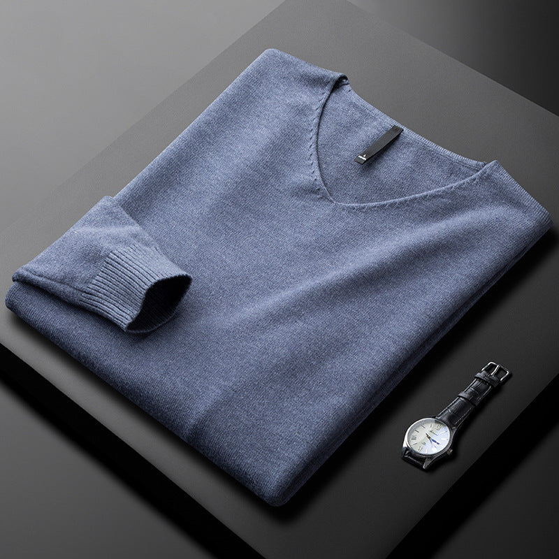Jersey de cuello en V de cachemira con escote en V Huxford