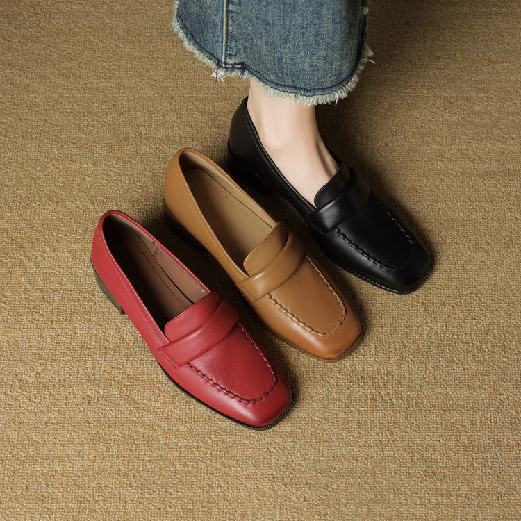 Mocasines de piel Elsie Square-toe