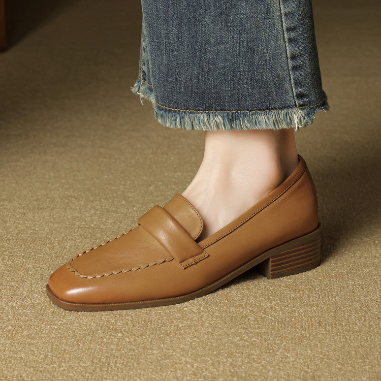 Mocasines de piel Elsie Square-toe