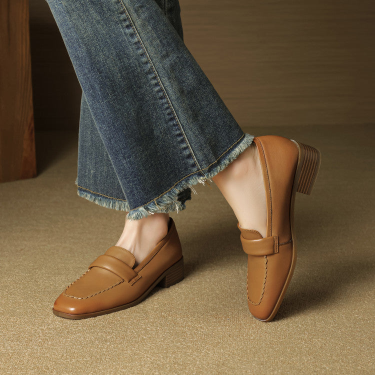 Mocasines de piel Elsie Square-toe