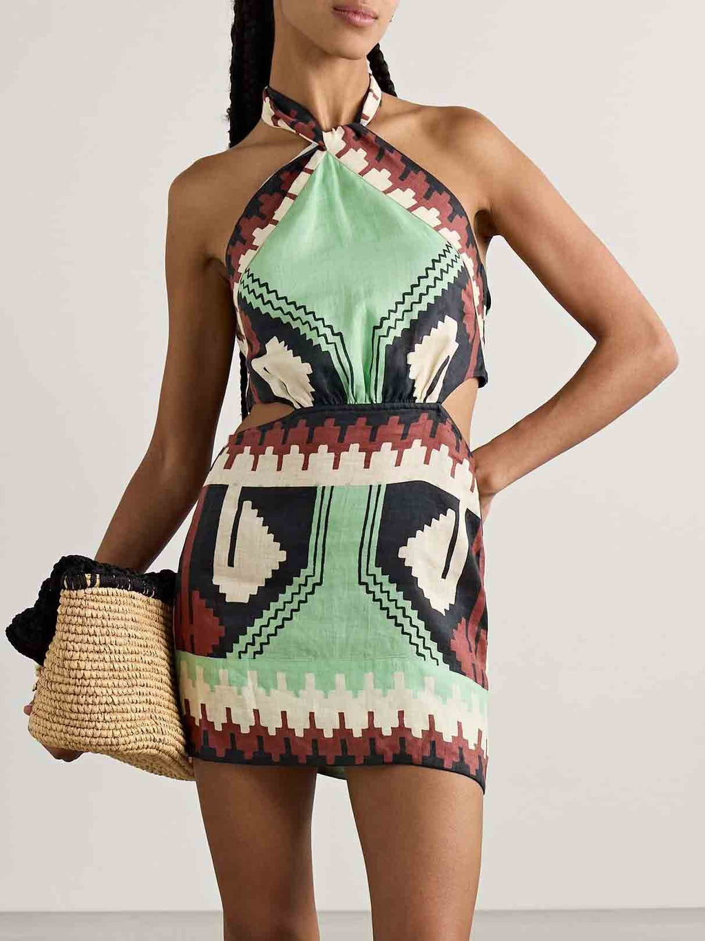 Vestido corto estampado con espalda descubierta Unique