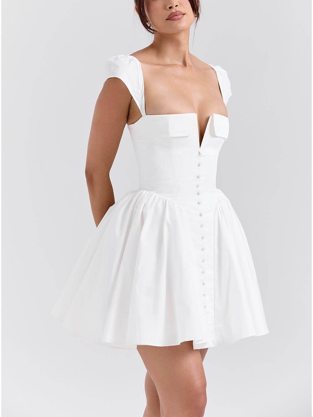 Jersey de cuello en V plisado con escote en V Exquisite